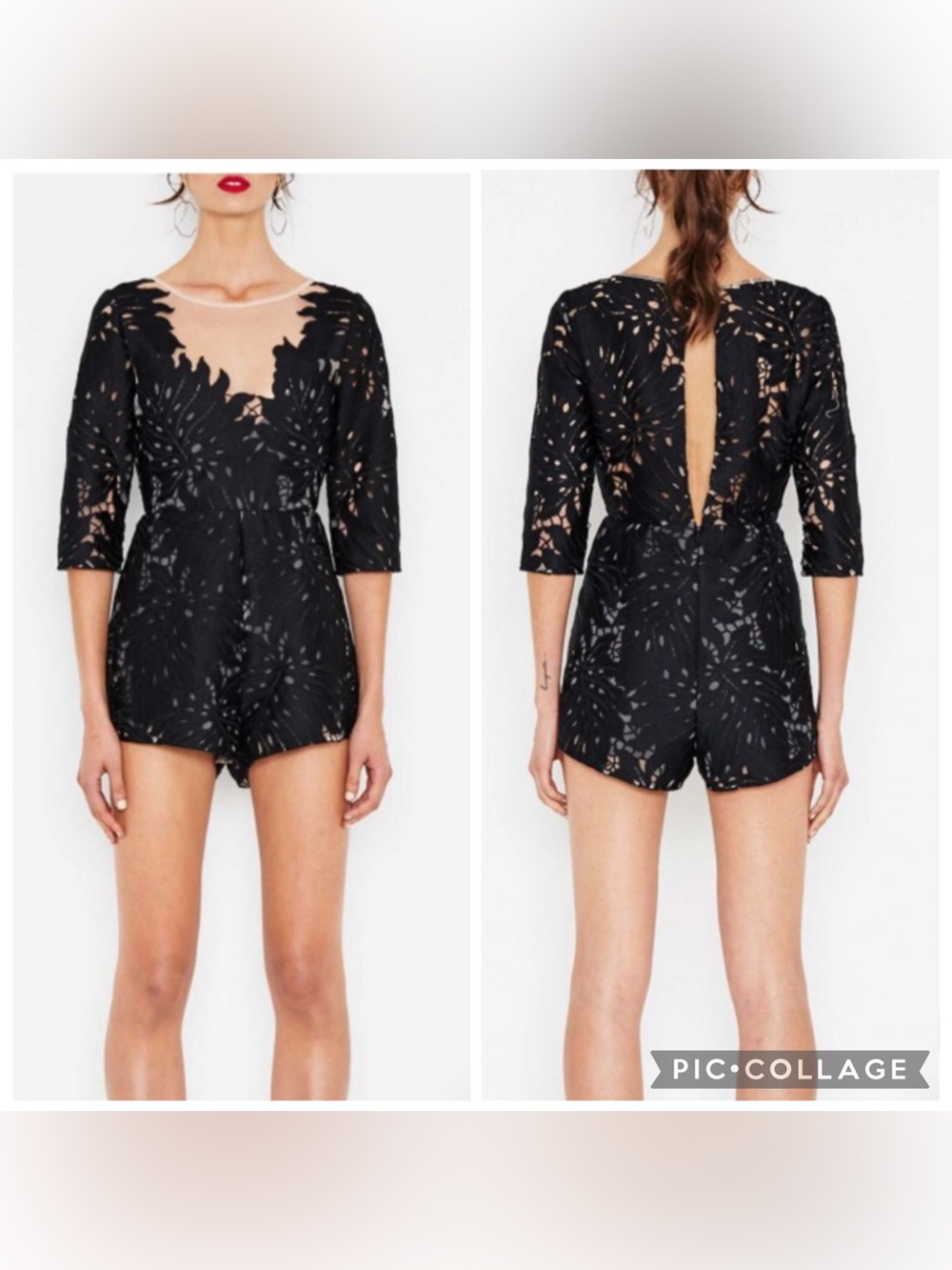 Alice McCall Rumoyrs Black Lace Cutout Playsuit